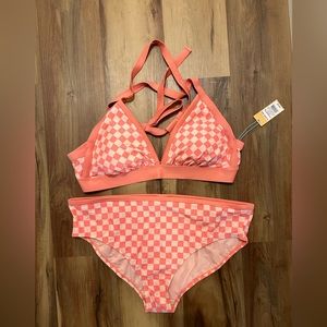 Checkered High waisted bikini. NWT. 3X top 2x bottom